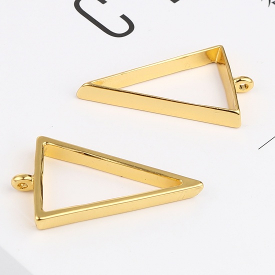 Picture of Zinc Based Alloy Open Back Bezel Pendants For Resin Gold Plated Triangle 39mm x 22mm, 10 PCs