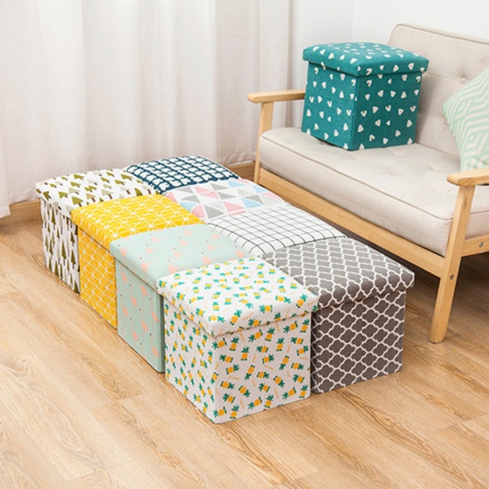 Picture of Multicolor - Multifunction Folding Fabric Container Storage Stool Can Sit Box Household 30x30x30cm, 1 Piece