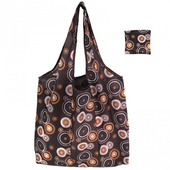 Immagine di Gray - Circle Large Waterproof Portable Thickened Foldable Shopping Shoulder Bag 60x40x8cm, 1 Piece