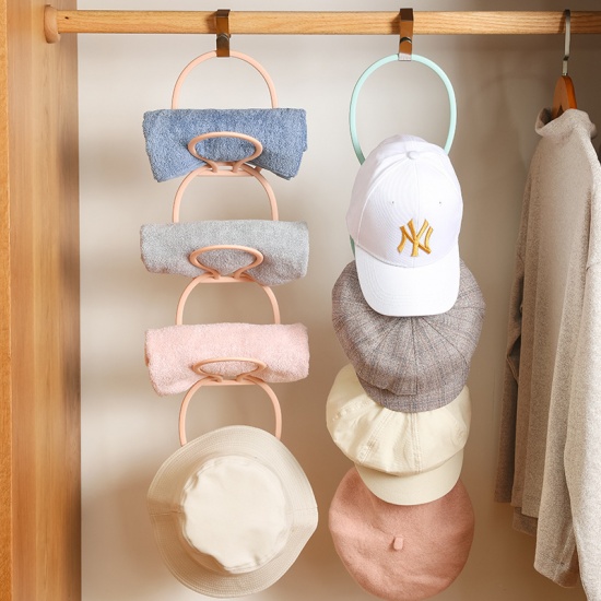 Picture of Mixed - Hanging Superimposed 4 Layer Hat Scarf Organizer Storage Rack Holder Hanger For Door Wall Wardrobe 17x16x19.5cm, 1 Set