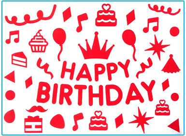 Picture of Red - Happy Birthday Stickers For Transparent Helium Balloon Birthday Party Decoration 29x21cm, 1 Piece
