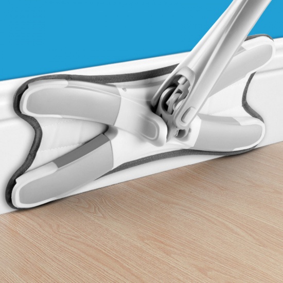 Image de Blanc - Vadrouille plate en forme de X sans tampon de vadrouille en microfibre de lavage à la main Outils de nettoyage ménagers 140 cm, 1 pièce