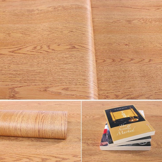 Immagine di Natural - 3D Wood Grain Texture Waterproof Thick Self-Adhesive PVC Wallpaper Sticker 100x60cm