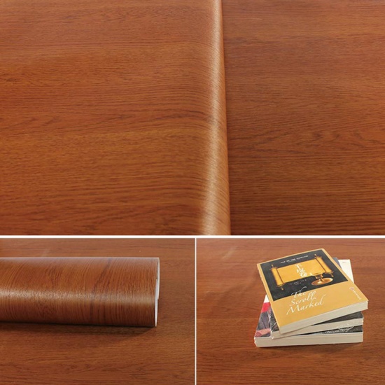 Immagine di Dark Brown - 3D Wood Grain Texture Waterproof Thick Self-Adhesive PVC Wallpaper Sticker 100x60cm