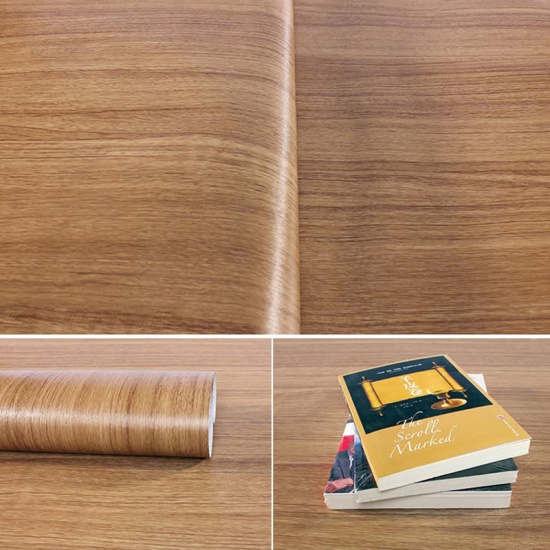 Immagine di Brown - 3D Wood Grain Texture Waterproof Thick Self-Adhesive PVC Wallpaper Sticker 100x60cm