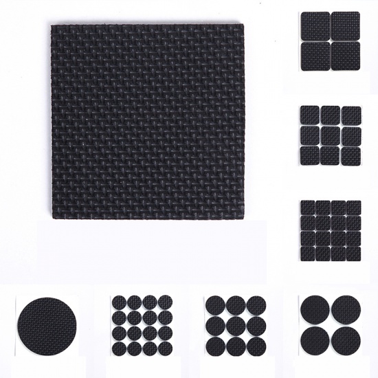 Immagine di Black - Anti-Friction Sound-Proof Non-Slip Multifunctional EVA Adhesive Table And Chair Foot Mat Furniture Pads 2cm Dia., 4 Sheets