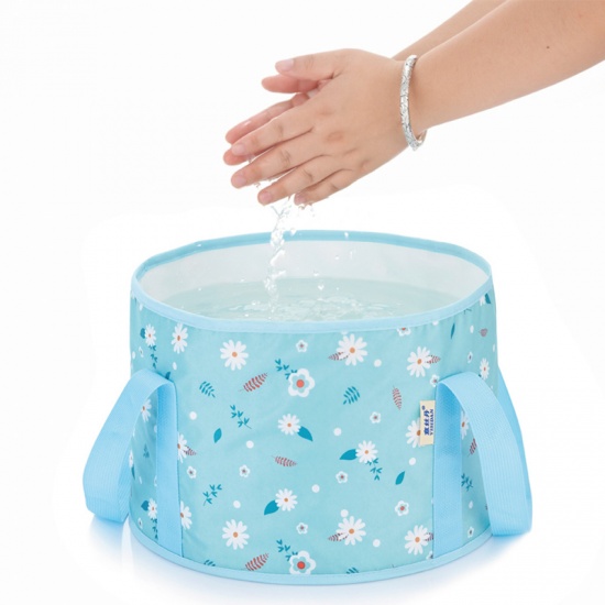 Immagine di Green - Waterproof Portable Foldable Water Container Bucket Wash Basin For Outdoor Travel with Storage Bag 30x20cm, 1 Piece