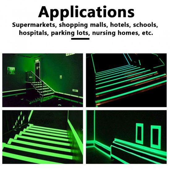 Immagine di Neon Green - DIY Warning Glow In The Dark Luminous Tape For Ladder Skirting Wall Sticker Home Decoration 1cm, 1 Roll（3M）