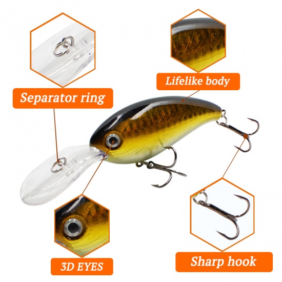 Изображение Blue - 10cm 13.9g Fishing Lures Artificial Hard Bait Crankbait Sharp Hook, 1 Piece