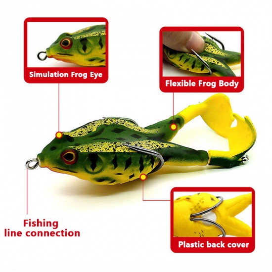 Immagine di Golden - 9cm Propeller Frog Silicone Soft Baits Lure Jigging Fishing Prop Artificial Wobblers, 1 Piece