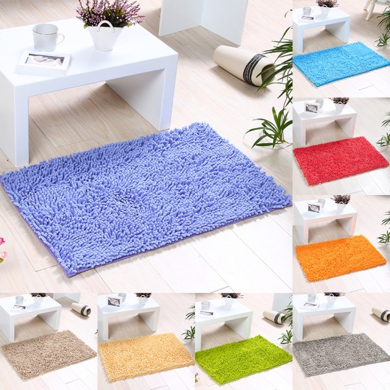 Picture of Skyblue - Thickened Non-slip Carpet Absorbent Foot Floor Mats Rugs For Toilet Bathtub Room Living Room Door Bathroom 60x40cm, 1 Piece