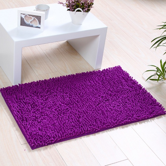 Picture of Purple - Thickened Non-slip Carpet Absorbent Foot Floor Mats Rugs For Toilet Bathtub Room Living Room Door Bathroom 60x40cm, 1 Piece