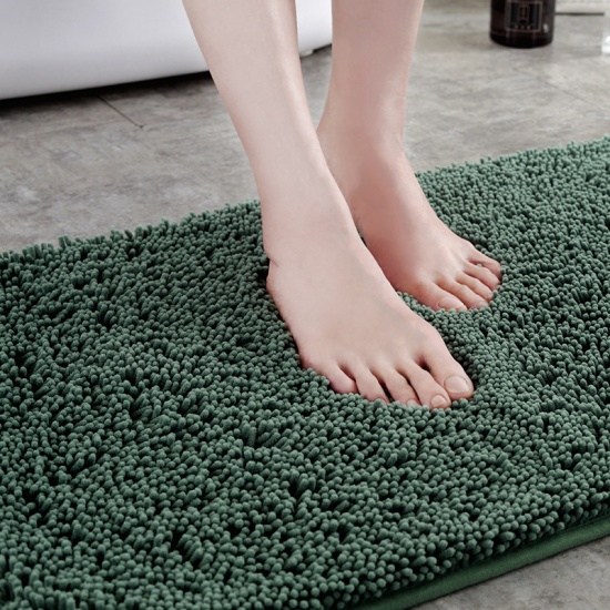 Picture of Green - Thickened Non-slip Carpet Absorbent Foot Floor Mats Rugs For Toilet Bathtub Room Living Room Door Bathroom 60x40cm, 1 Piece