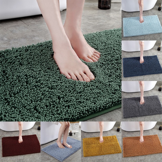Immagine di Green - Thickened Non-slip Carpet Absorbent Foot Floor Mats Rugs For Toilet Bathtub Room Living Room Door Bathroom 60x40cm, 1 Piece