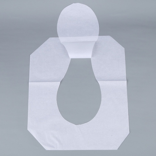 Immagine di White - 250 PCs/Box Eco-friendly Soluble Water Disposable Toilet Seat Cushion Paper 42.5x36cm, 1 Box