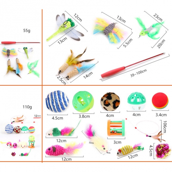 Picture of Multicolor - 12 PCs/Set Pet Kitten Cat Toys Interactive Play Supplies, 1 Set