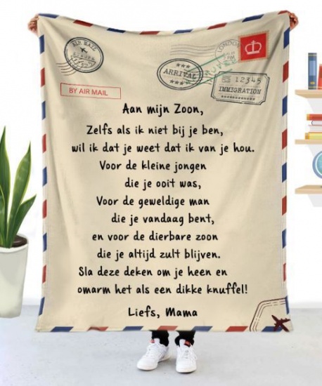 Picture of Beige - Dutch Letter To Son Flannel Velvet Blanket Home Textiles Gift 100x70cm, 1 Piece
