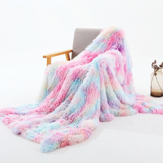 Immagine di Multicolor - Tie-Dye Plush Velvet Double-Layer Blanket Home Textiles Gift 200x160cm, 1 Piece