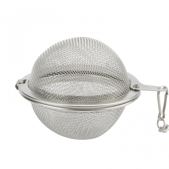 Picture of Silver Tone - 304 Stainless Steel Tea Infuser Sphere Locking Spice Tea Ball Strainer Mesh Infuser Tea Filter Kitchen Tools 5.5cm Dia., 1 Piece