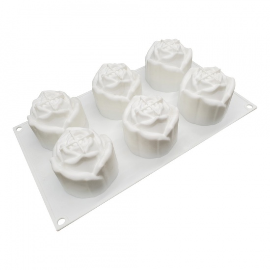 Immagine di White - Valentine'S Day Rose DIY Cake Chocolate Food Grade Silicone Baking Mold 29.6x17.2x5.9cm, 1 Piece
