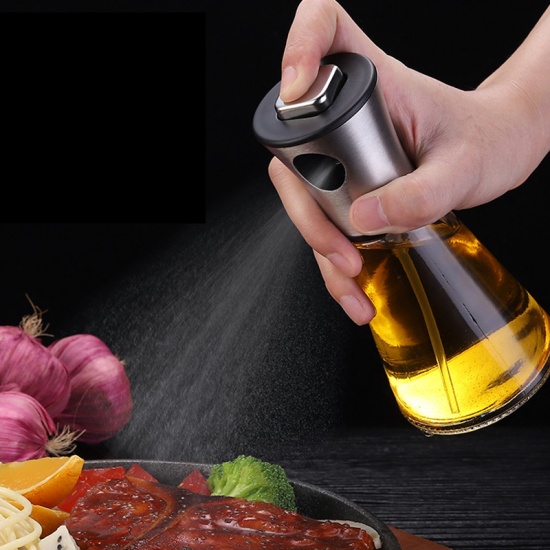 Immagine di Transparent - 100ml Empty Spray Bottle Stainless Steel Kitchen Leak-Proof Soy Sauce Olive Bottle Dispenser BBQ Cooking Tools 18.5x4cm, 1 Piece