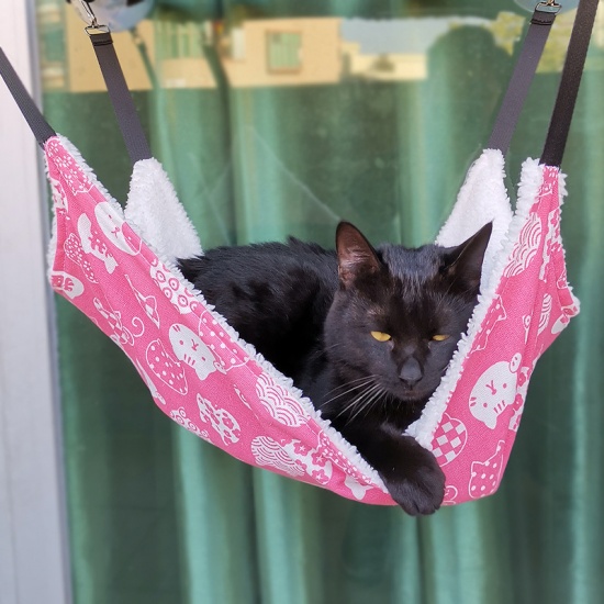 Immagine di Blue - Cat Fluffy Warm Soft Rectangle Hanging Hammock Swing Pet Cat Nest Mat 53x35cm, 1 Piece