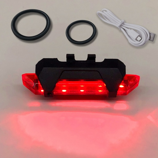 Picture of Red Light - Waterproof LED USB Rechargeable Mountain Bike Cycling Rear Tail Light Night Safety Warning Light OPP Packaging 8.5x2.5cm, 1 Piece
