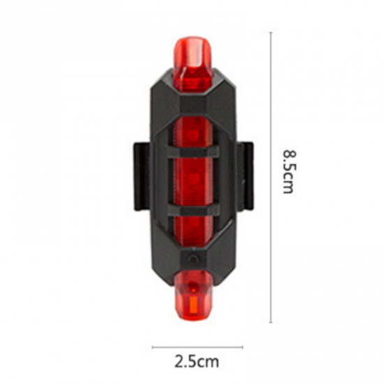 Immagine di Red Light - Waterproof LED USB Rechargeable Mountain Bike Cycling Rear Tail Light Night Safety Warning Light OPP Packaging 8.5x2.5cm, 1 Piece