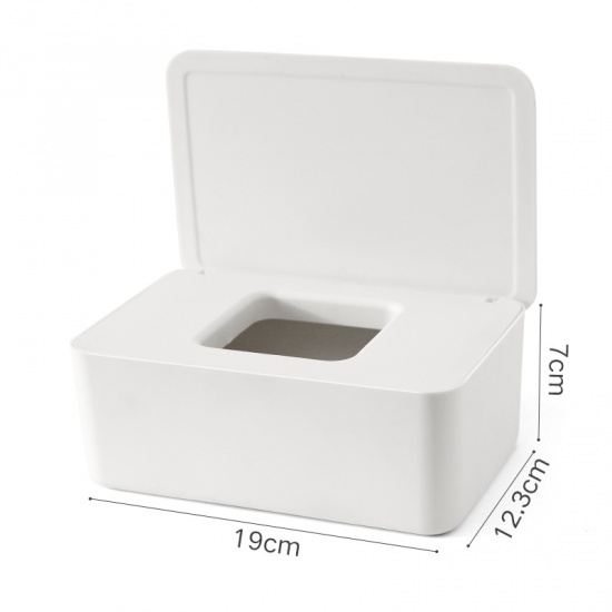 Picture of White - Dustproof Detachable Sealed Storage Box With Lid For Masks Wipes Napkin 19x12.3x7cm, 1 Piece
