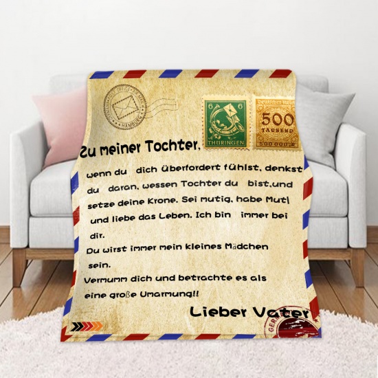 Immagine di Multicolor - Single-sided Printed German Envelope Message Letter Warm Flannel Blanket 200x150cm, 1 Piece