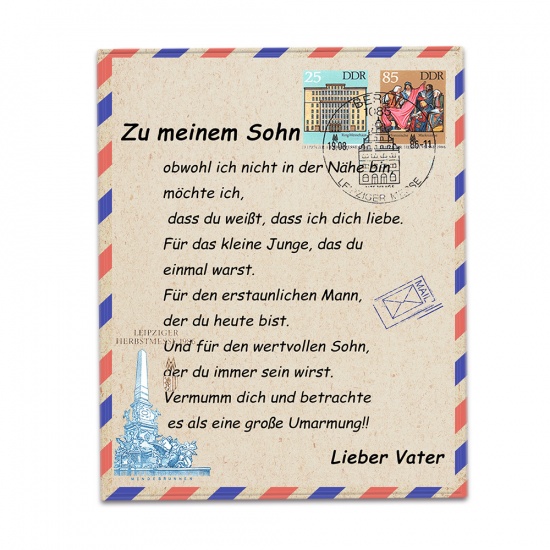 Immagine di Multicolor - Single-sided Printed German Envelope Message Letter Warm Flannel Blanket 150x100cm, 1 Piece