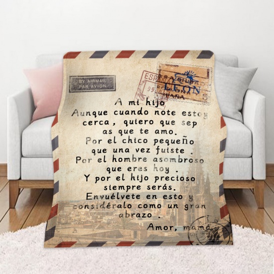 Picture of Multicolor - Single-sided Printed Spanish Envelope Message Letter Warm Flannel Blanket 200x150cm, 1 Piece