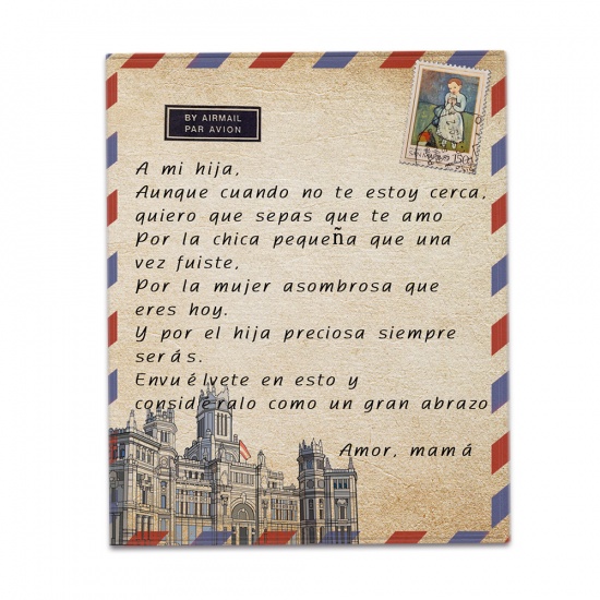 Immagine di Multicolor - Single-sided Printed Spanish Envelope Message Letter Warm Flannel Blanket 150x130cm, 1 Piece