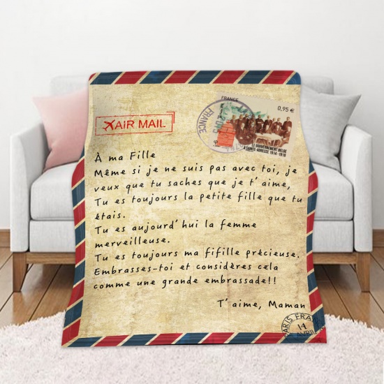 Immagine di Multicolor - Single-sided Printed French Envelope Message Letter Warm Flannel Blanket 200x150cm, 1 Piece