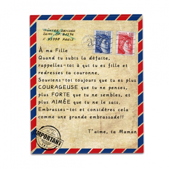 Immagine di Multicolor - Single-sided Printed French Envelope Message Letter Warm Flannel Blanket 200x150cm, 1 Piece