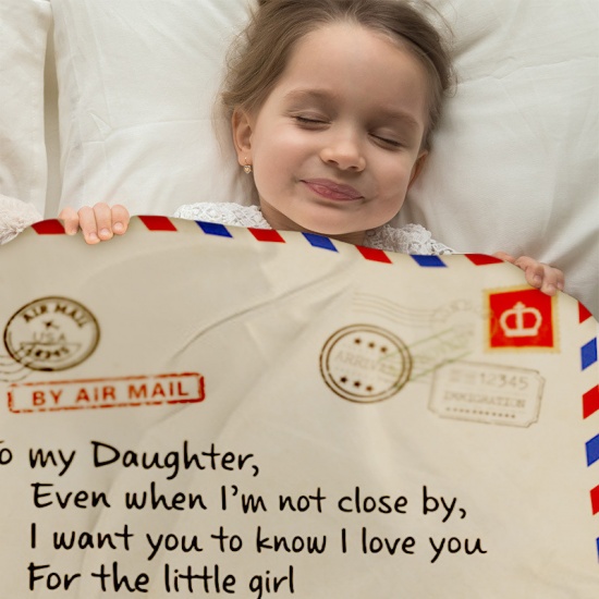Picture of Beige - Single-sided Printed To Daughter German Envelope Message Letter Warm Flannel Blanket 220x150cm, 1 Piece