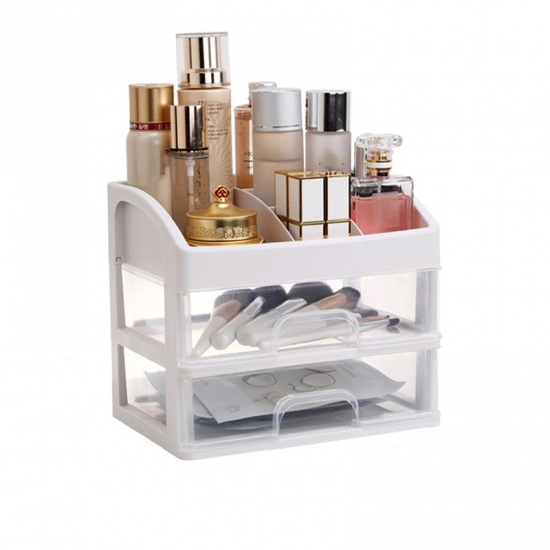 Immagine di Transparent - Drawer Type Plastic Cosmetic Storage Box Jewelry Container Make Up Case Makeup Brush Holder Organizer, 1 Piece