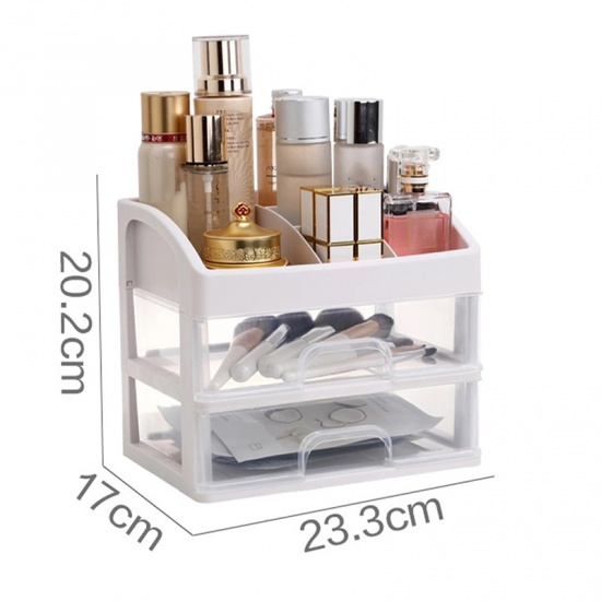 Immagine di Transparent - Drawer Type Plastic Cosmetic Storage Box Jewelry Container Make Up Case Makeup Brush Holder Organizer, 1 Piece