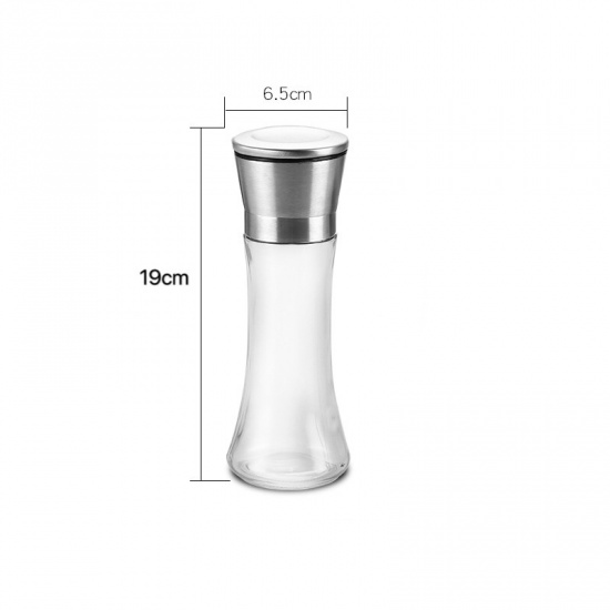 Picture of Transparent - 304 Stainless Steel & Glass Clear Salt and Pepper Grinder Abrader Kitchen Cooking Spices Shaker, 1 Piece