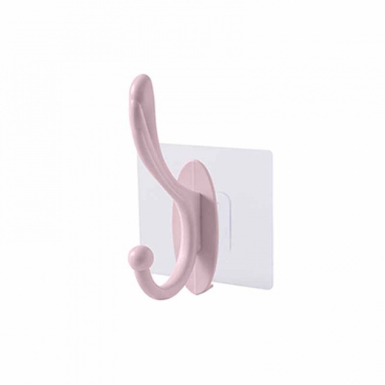 Immagine di Beige - Self Adhesive Wall Hooks Seamless Stickers Kitchen Bathroom Wall-mounted Strong Suction Cup, 2 PCs