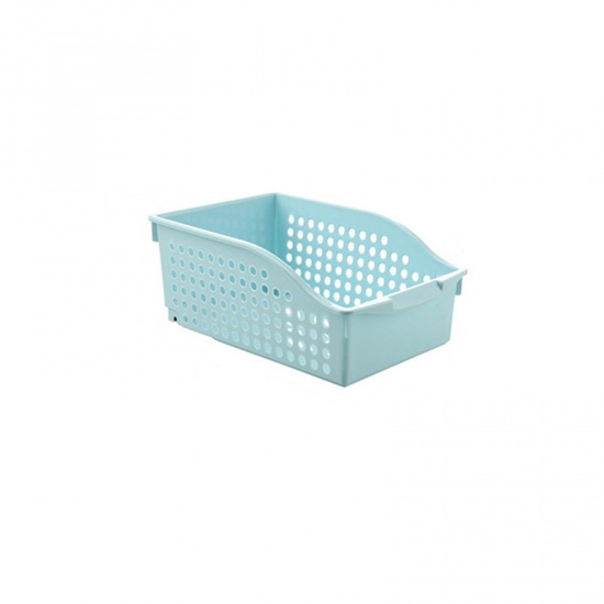 Immagine di Blue - Tabletop Cabinet Storage Basket with Wheel Household Kitchen Seasoning Bottle Sorting Box Bathroom Sundry Organizer, 1 Piece