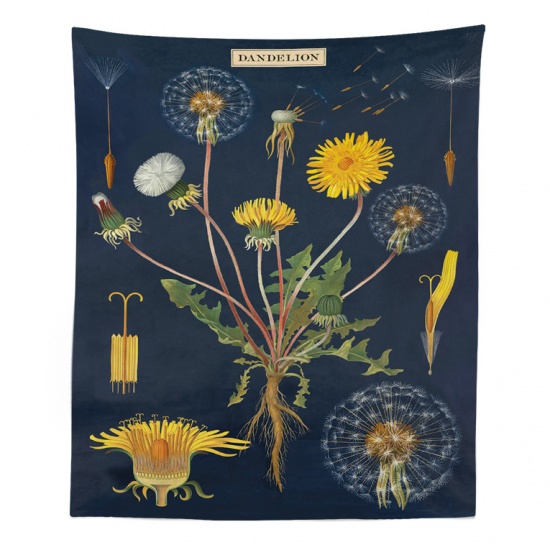 Picture of Black - 150x100cm Polyester Fiber Tapestry Wall Hanging Decoration Rectangle Dandelion, 1 Piece