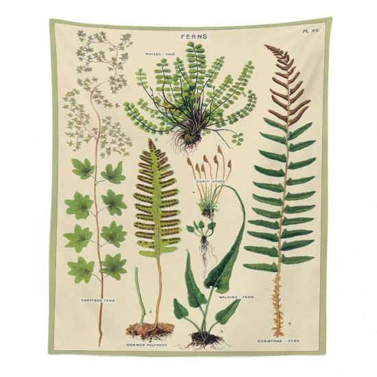 Imagen de Beige - 150x130cm Polyester Fiber Tapestry Wall Hanging Decoration Rectangle Ferns, 1 Piece