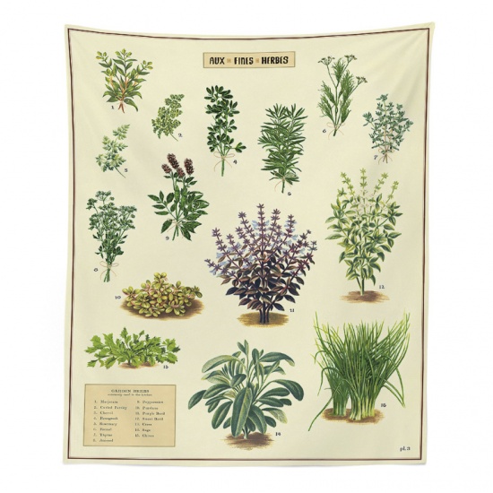 Image de Beige - 150x100cm Tapisserie en Fibre Polyester Rectangle Tenture Murale Décoration Herbes 1 Pièce