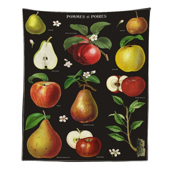 Image de Noir - 150x130cm Tapisserie en Fibre Polyester Rectangle Tenture Murale Décoration Fruits 1 Pièce