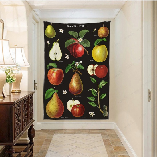 Image de Noir - 70x100cm Polyester Tapisserie en Fibre Polyester Rectangle Tenture Murale Décoration Fruits 1 Pièce
