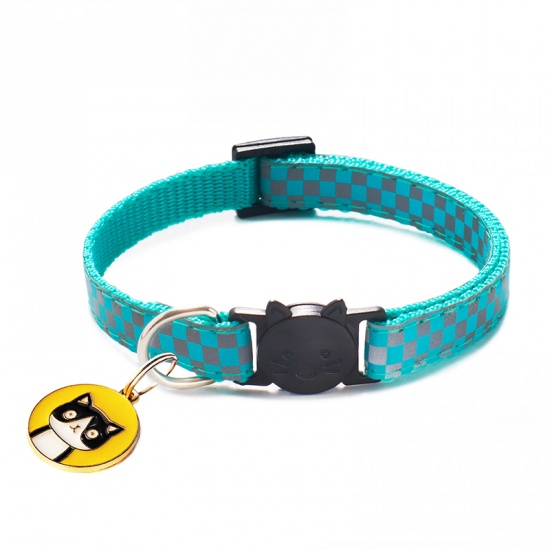 Picture of Mint Green - Checker Reflective Breakaway Safety Buckle Cat Collar Pet Supplies, 1 Piece