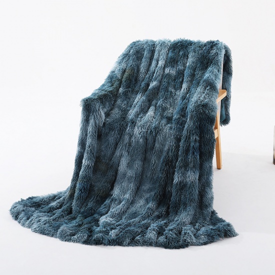 Immagine di Blue - Tie-dye Plush Double-Layer Sofa Blanket 160x200cm, 1 Piece
