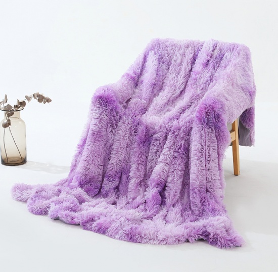 Immagine di Pale Lilac - Tie-dye Plush Double-Layer Sofa Blanket 160x200cm, 1 Piece