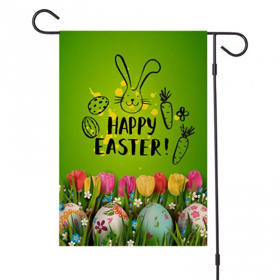 Изображение Green - Happy Easter Double-Sided Printing Courtyard Festival Garden Banner Flag 47x32cm, 1 PCs